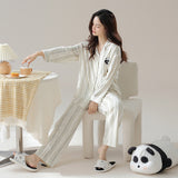 Load image into Gallery viewer, Pure cotton couple pajamas women&#39;s spring and autumn men&#39;s home suit set