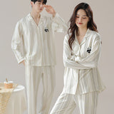 Load image into Gallery viewer, Pure cotton couple pajamas women&#39;s spring and autumn men&#39;s home suit set